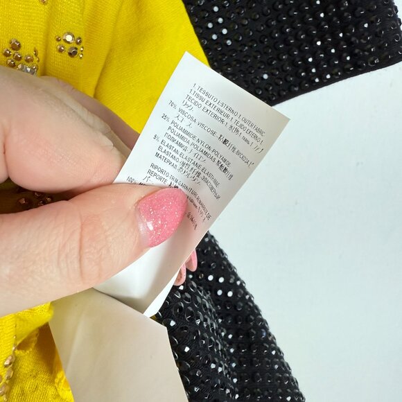 Versace Collection Yellow & Black Embellished Dress Short Sleeve Size 48 US 12 - Picture 10 of 16